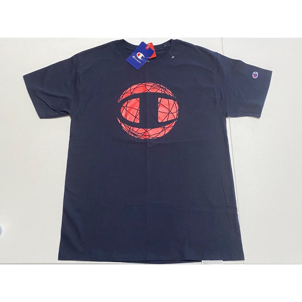 Champion T-Shirt Men's Size Medium Navy Blue Graphic Print New Logo Athleticwear